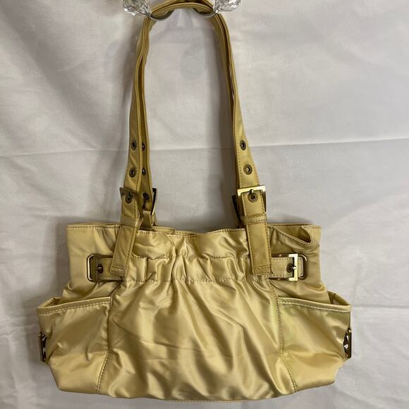 Kenneth Cole Reaction Gold Purse tote Buckle Straps - Picture 7 of 11